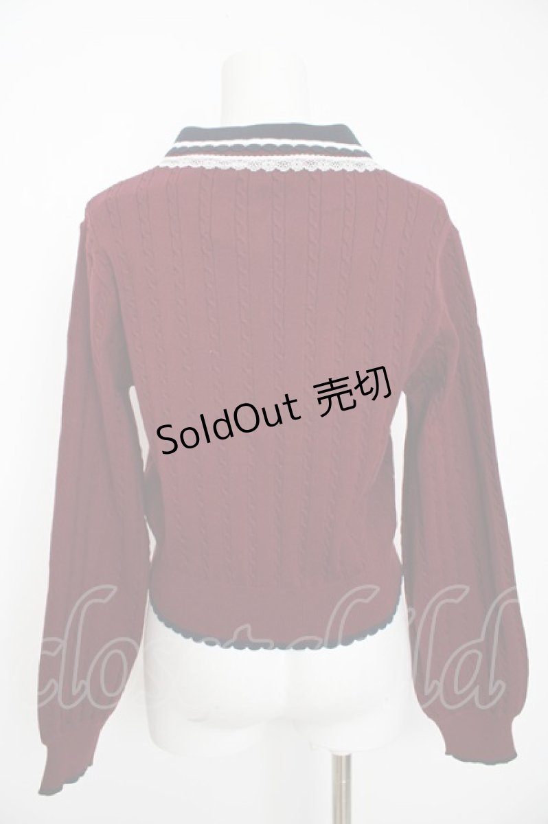 画像2: axes femme / レース×バイカラーニットポロ F ワイン Y-26-08-29-035-AX-TO-SZ-ZS (2)
