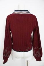 画像2: axes femme / レース×バイカラーニットポロ F ワイン Y-26-08-29-035-AX-TO-SZ-ZY (2)