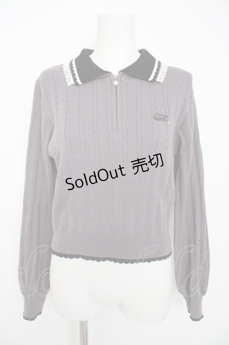 画像1: axes femme / レース×バイカラーニットポロ F グレー Y-26-08-29-036-AX-TO-SZ-ZI (1)