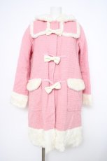 画像1: Heart E / ファー付リボンダッフルコート  ピンク Y-26-09-01-021-LO-CO-SZ-ZY (1)