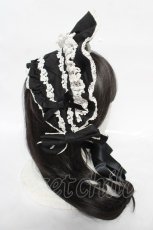 画像4: Angelic Pretty / スピンドルハーフボンネット  黒×白レース Y-26-09-02-042-AP-AC-SZ-ZY (4)