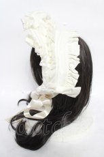 画像2: metamorphose / チュールレースハーフボンネット  アイボリー Y-26-09-02-037-ME-AC-SZ-ZY (2)