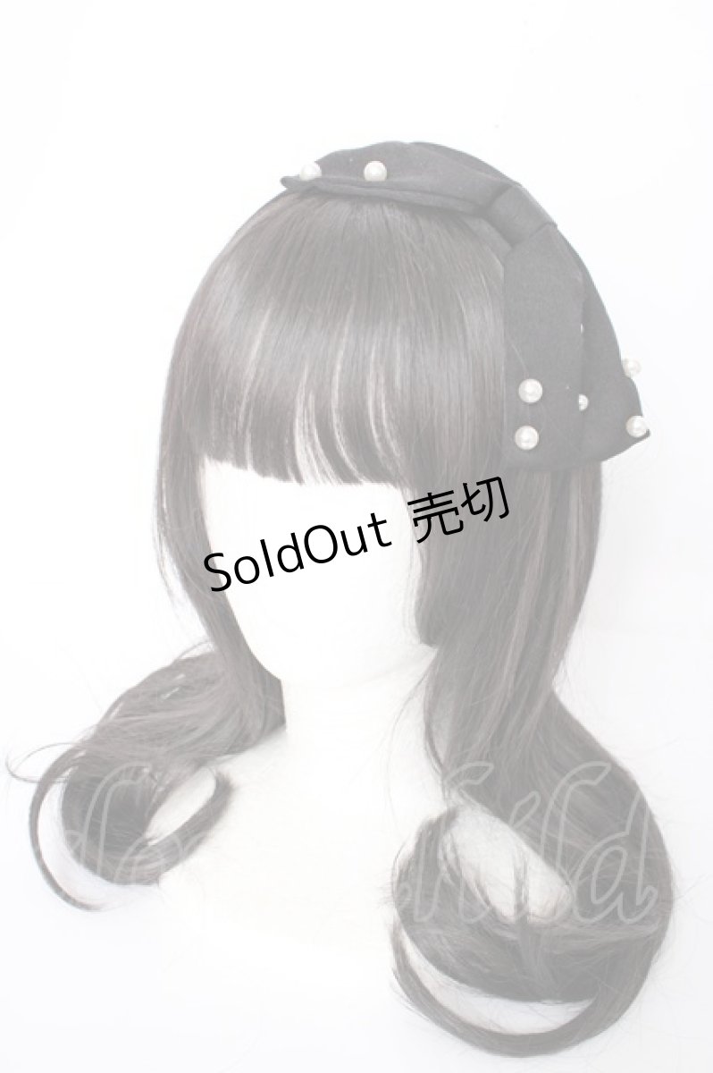 画像1: m petit by misako / パールリボンカチューシャ  黒 Y-26-09-03-059-LO-AC-SZ-ZY (1)