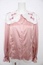 画像1: axes femme kawaii / プチリボン配色ブラウス M ピンク Y-26-09-03-090-AX-BL-SZ-ZY (1)
