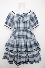 画像1: majoretty / MRマユロンティアードワンピース M サックス Y-26-09-03-120-LO-OP-SZ-ZY (1)