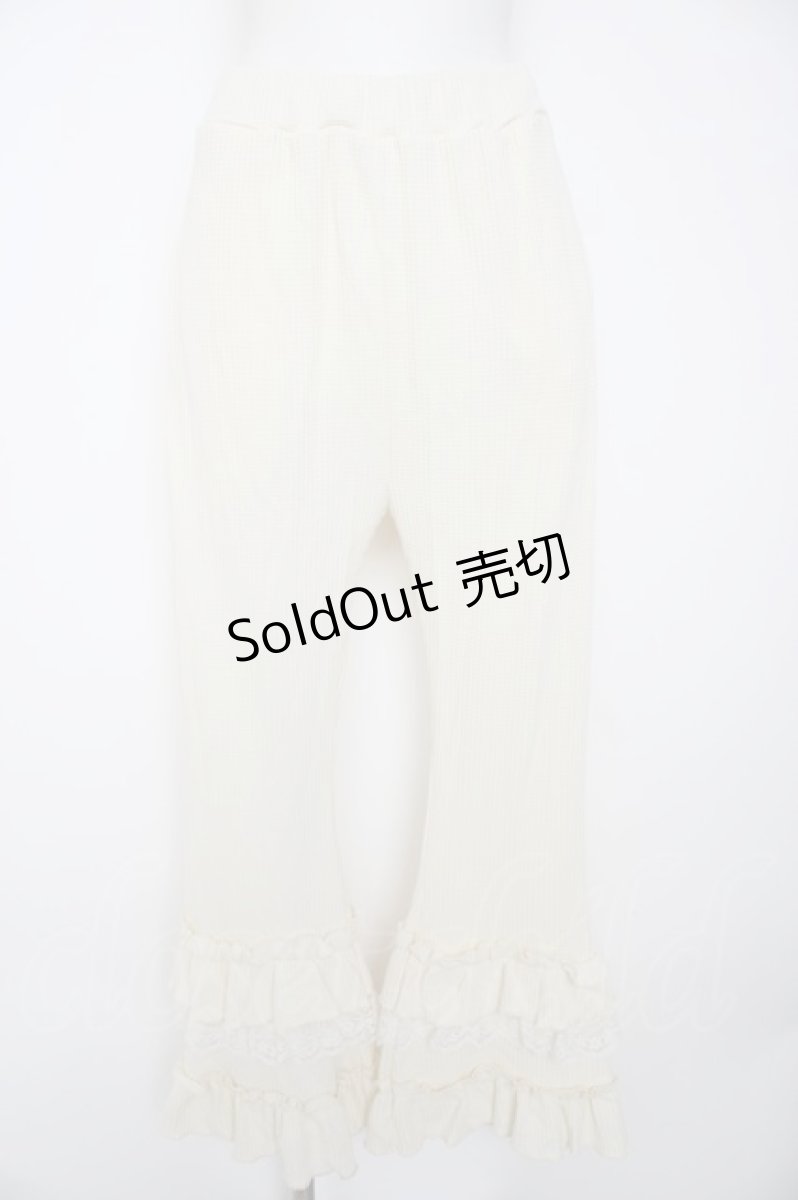 画像1: axes femme / フリル×レースワッフルパンツ F 生成り Y-26-09-03-127-AX-PA-SZ-ZY (1)