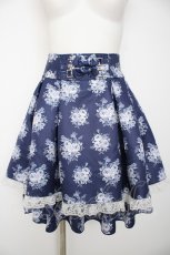 画像1: axes femme POETIQUE / ローズブーケ柄ミドルスカート M 紺 Y-26-09-03-143-AX-SK-SZ-ZY (1)