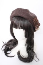 画像1: m petit by misako / AMモチーフリボンベレー帽  中茶 Y-26-09-03-048-LO-AC-SZ-ZY (1)