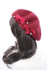 画像2: m petit by misako / AMミニリボンバスクベレー  濃赤 Y-26-09-03-050-LO-AC-SZ-ZY (2)