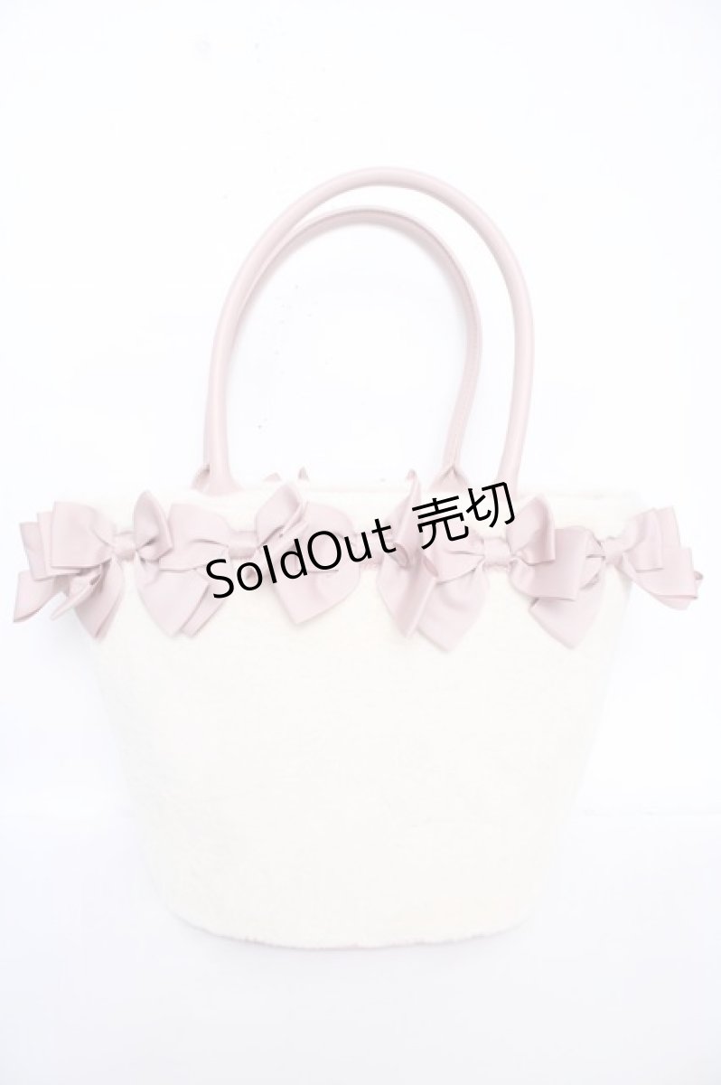 画像1: m petit by misako / AM*NIリボンFバッグ  アイボリー×ピンク Y-26-09-04-032-LO-BG-SZ-ZY (1)