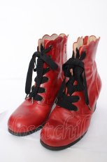 画像1: Jane Marple / スカラップトリミングのレースアップブーツ M ボルドー Y-26-09-04-003-JM-SH-SZ-ZY (1)