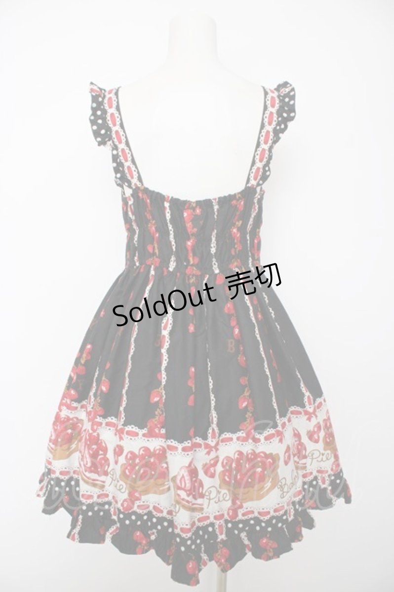 画像2: BABY,THE STARS SHINE BRIGHT / BABYいちごタルト柄ジャンパースカートセット  黒 Y-26-09-04-048-BA-OP-SZ-ZY (2)