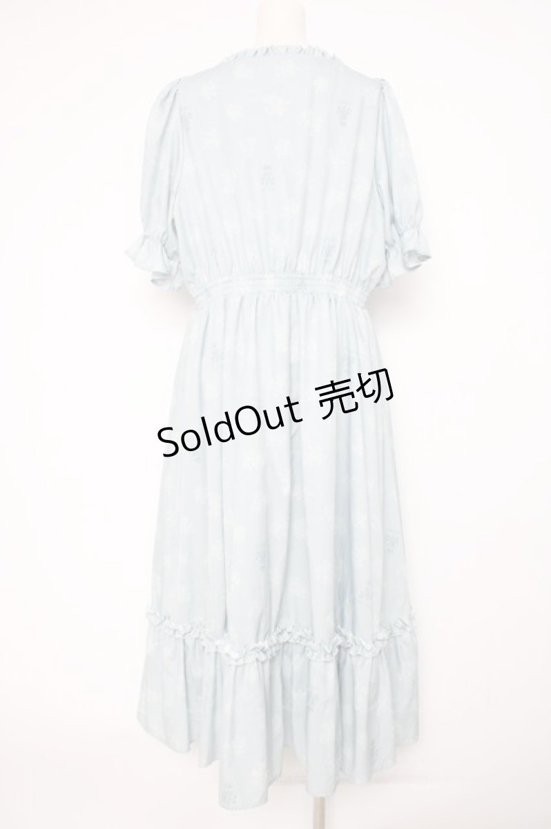 画像2: m petit by misako / NINA'S 花柄スクエアネックワンピース 3L サックス Y-26-09-04-081-LO-OP-SZ-ZT0906A (2)