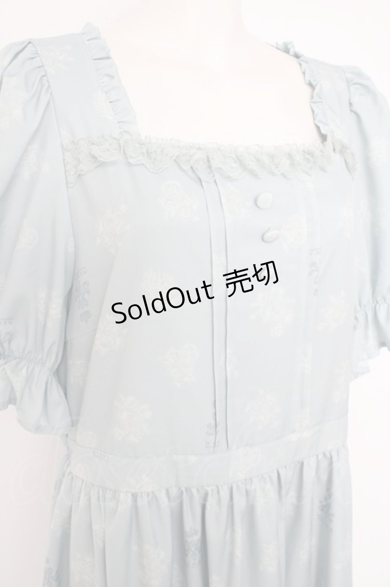 画像3: m petit by misako / NINA'S 花柄スクエアネックワンピース 3L サックス Y-26-09-04-081-LO-OP-SZ-ZT0906A (3)