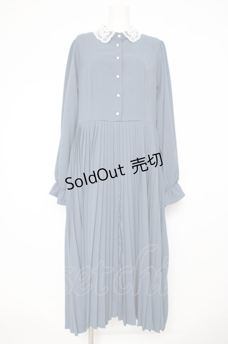 画像1: m petit by misako / AM*レースエリプリーツワンピース LL サックス Y-26-09-04-088-LO-OP-SZ-ZY (1)