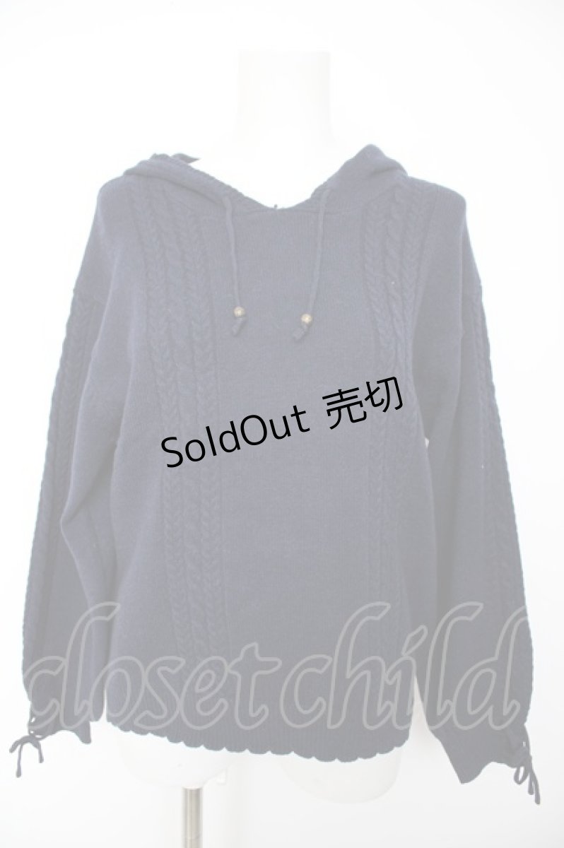 画像1: axes femme / ケーブル柄ニットパーカー M 紺 Y-26-09-05-057-AX-TO-SZ-ZY (1)