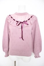 画像1: axes femme / ヨークレース切替ニットプルオーバー M ピンク Y-26-09-05-060-AX-TO-SZ-ZY (1)