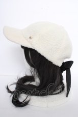 画像2: axes femme POETIQUE / 後ろリボンボアキャップ  白 Y-26-09-05-006-AX-AC-SZ-ZY (2)
