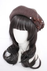 画像1: m petit by misako / リボンバスクベレー 57.5cm 茶 Y-26-09-05-007-LO-AC-SZ-ZY (1)