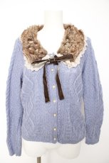 画像1: axes femme / ファーティペット付ニットカーデ M サックス Y-26-09-05-084-AX-TO-SZ-ZY (1)