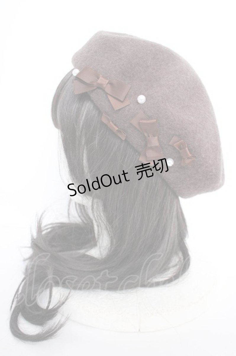 画像2: m petit by misako / リボンバスクベレー 57.5cm 茶 Y-26-09-05-007-LO-AC-SZ-ZY (2)
