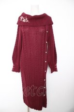 画像1: axes femme / ボタンデザインニットワンピ M ワイン Y-26-09-05-096-AX-OP-SZ-ZY (1)