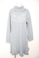 画像1: axes femme / 刺繍入り編み柄切替ニットワンピース M サックス Y-26-09-05-099-AX-OP-SZ-ZY (1)