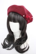 画像1: m petit by misako / リボンバスクベレー  中赤 Y-26-09-05-008-LO-AC-SZ-ZY (1)