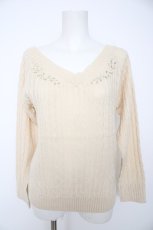 画像1: axes femme / Vネックニットプルオーバー M キナリ Y-26-09-05-108-AX-TO-SZ-ZY (1)