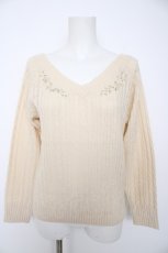 画像1: axes femme / Vネックニットプルオーバー M キナリ Y-26-09-05-109-AX-TO-SZ-ZY (1)