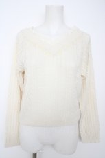 画像1: axes femme / Vネックビジューニットプルオーバー M 生成り Y-26-09-05-112-AX-TO-SZ-ZY (1)