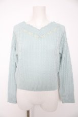画像1: axes femme / Vネックビジューニットプルオーバー M グリーン Y-26-09-05-113-AX-TO-SZ-ZY (1)