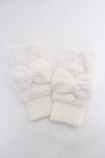 画像1: m petit by misako / リボンファーグローブ  中白 Y-26-09-05-010-LO-ZA-SZ-ZY (1)