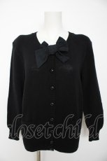 画像1: PINK HOUSE / リボン付きニットカーディガン  黒 Y-26-09-05-138-LO-TO-SZ-ZY (1)
