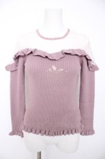 画像1: axes femme POETIQUE / 透けデザインフリルニットプルオーバー M アワピンク Y-26-09-05-144-AX-TO-SZ-ZY (1)