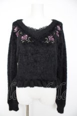 画像1: axes femme / ローズ刺繍フェザーニット M 黒 Y-26-09-05-151-AX-TO-SZ-ZY (1)