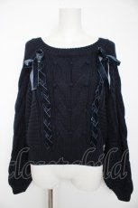 画像1: axes femme / ベロアリボンレースアップニット M 紺 Y-26-09-05-160-AX-TO-SZ-ZY (1)