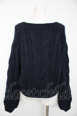 画像2: axes femme / ベロアリボンレースアップニット M 紺 Y-26-09-05-160-AX-TO-SZ-ZY (2)