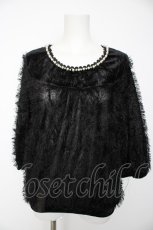 画像1: axes femme / シャギー七分袖プルオーバー M 黒 Y-26-09-05-161-AX-TO-SZ-ZY (1)