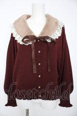 画像1: axes femme / ファーティッペット付ショートカーディガン M ワイン Y-26-09-05-164-AX-TO-SZ-ZY (1)