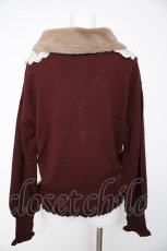 画像2: axes femme / ファーティッペット付ショートカーディガン M ワイン Y-26-09-05-164-AX-TO-SZ-ZY (2)