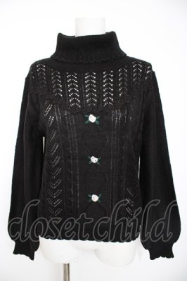 Preview of バラ刺繍ニットプルオーバー M 黒