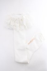 画像1: Chalmiere / レース付ハイソックス 19cm 白 Y-26-09-05-003-AX-ZA-SZ-ZY (1)