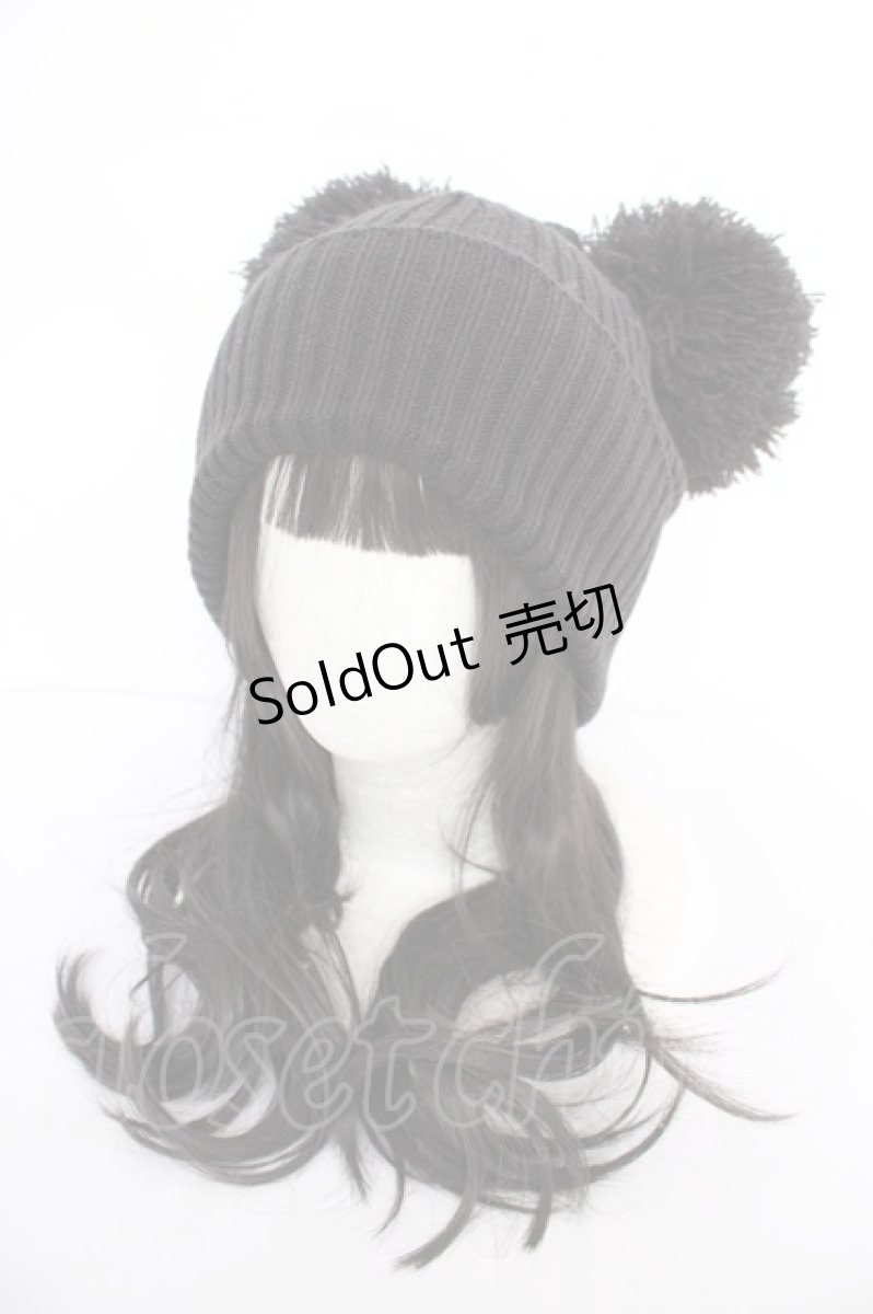 画像1: GLAD NEWS / ぽんぽんニット帽  黒 Y-26-09-05-004-PU-AC-SZ-ZY (1)