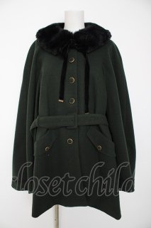 axes femme / ファー襟付ケープコート F Dグリーン Y-26-09-06-047-AX
