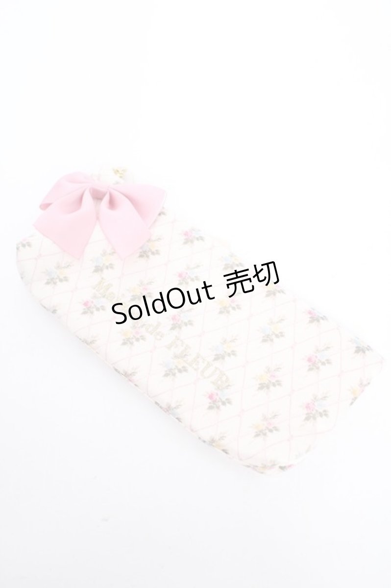 画像1: Maison de FLEUR / フラワーチェックポーチ  生成り Y-26-09-06-010-LO-ZA-SZ-ZY (1)