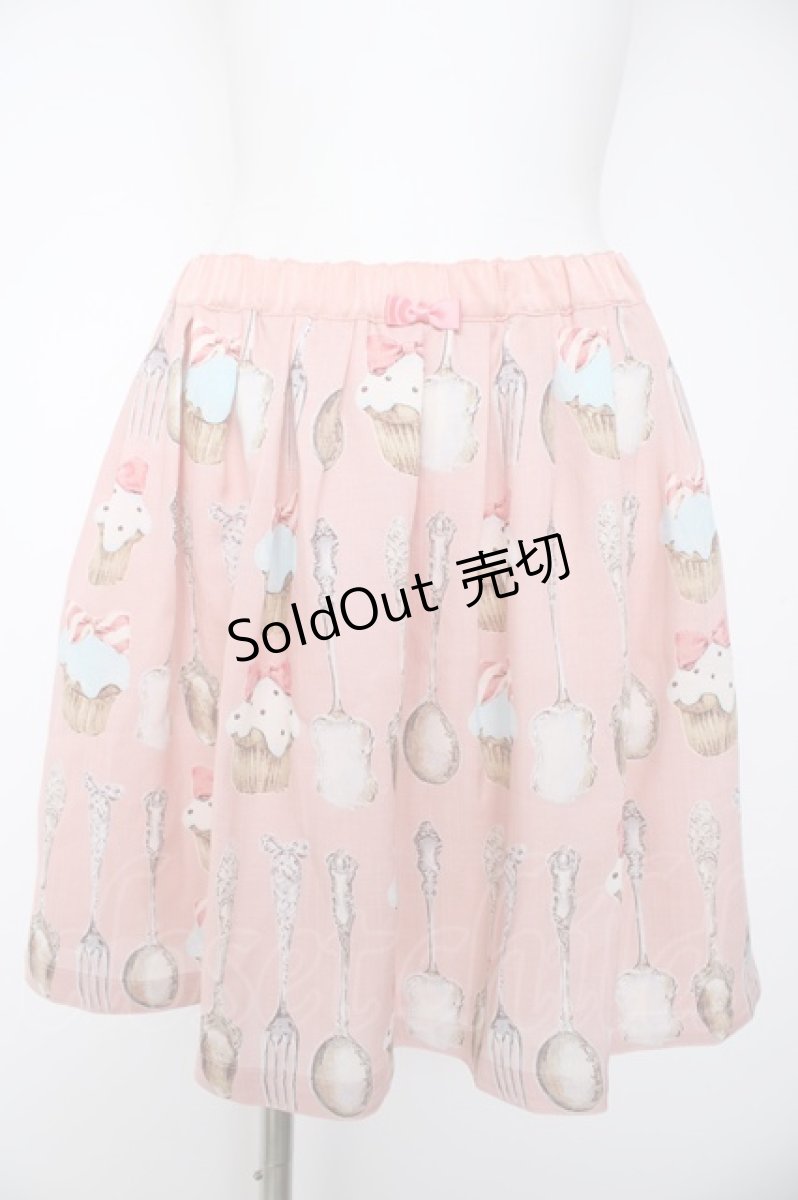 画像1: Emily Temple cute / カップケーキ＆カトラリープリントスカート M ピンク Y-26-09-06-032-ET-SK-SZ-ZY (1)