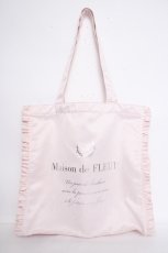 画像1: Maison de FLEUR / サテンフリルスクエアトートバッグ F ピンク Y-26-09-07-008-LO-BG-SZ-ZY (1)