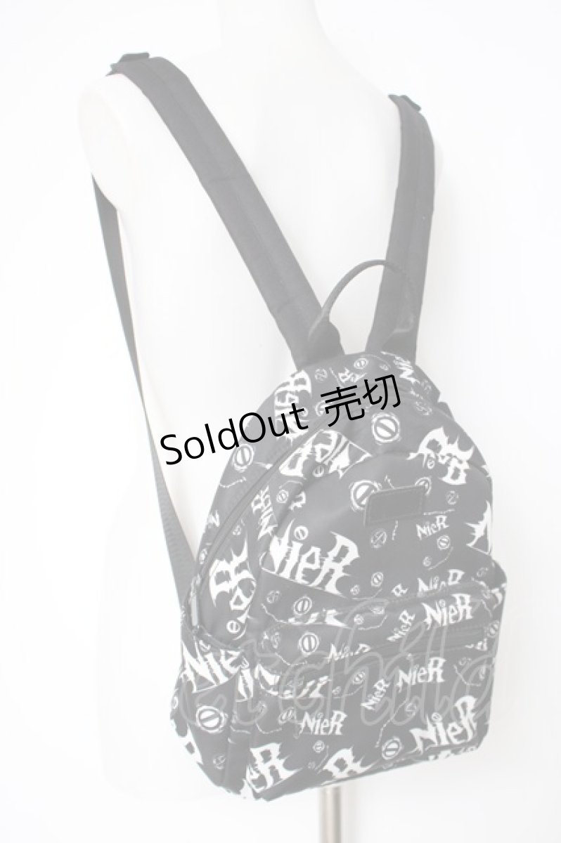 画像1: NieR Clothing / NIER FACE ×LOGO リュック  黒 Y-26-09-07-013-PU-BG-SZ-ZY (1)
