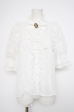 画像1: Chalmiere / クラシカルレーシー半袖ブラウス M 白 Y-26-09-07-020-AX-BL-SZ-ZY (1)